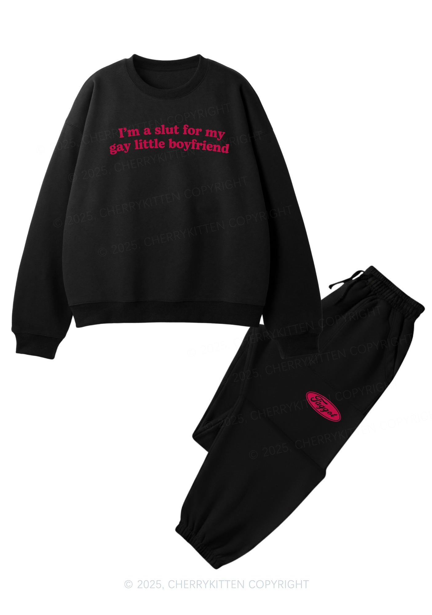 Slxt For My Gay BF Y2K Fleece Sweatshirts Set Cherrykitten
