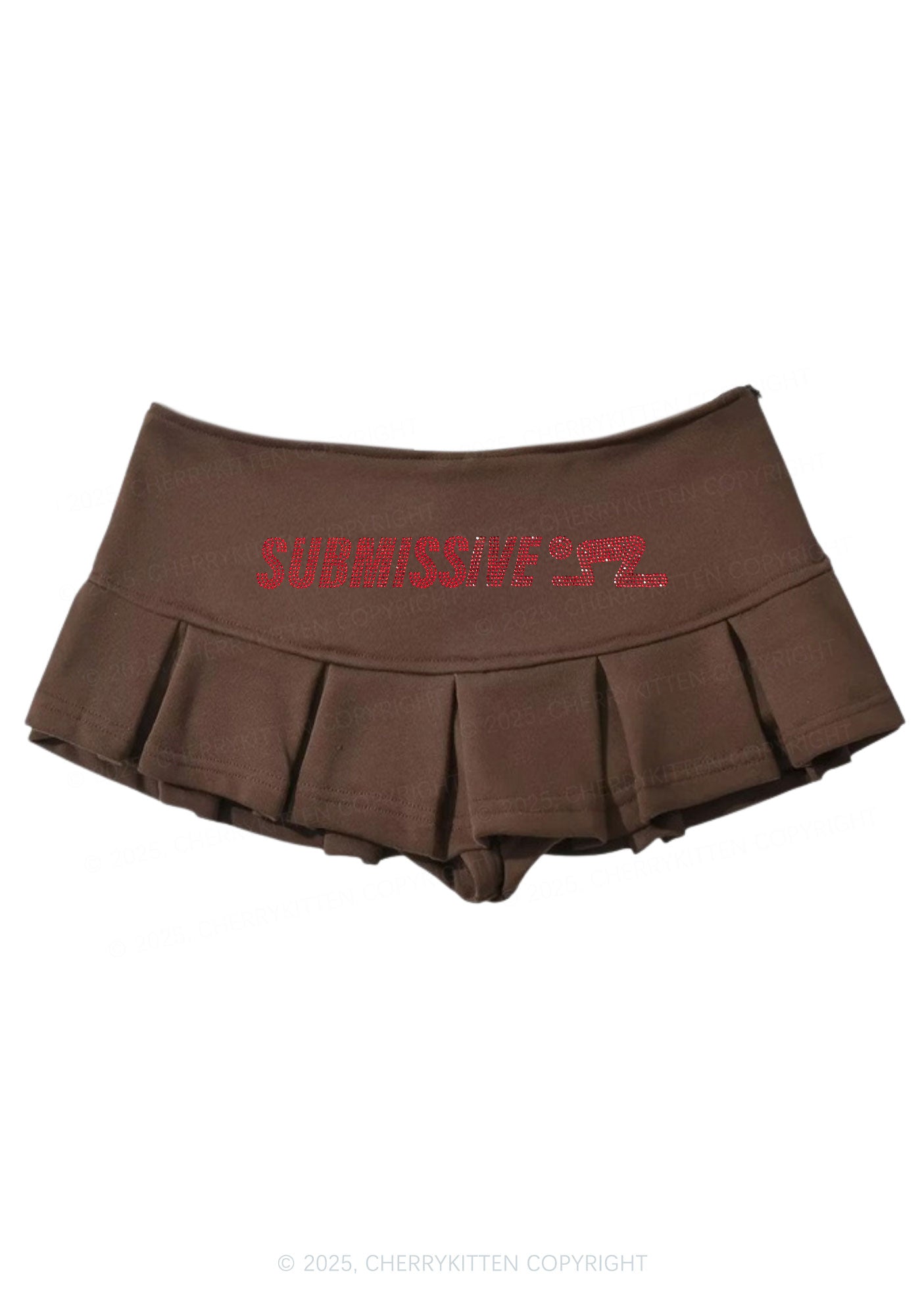 Rhinestone Submissive Man Y2K Mini Pleated Skirts Cherrykitten