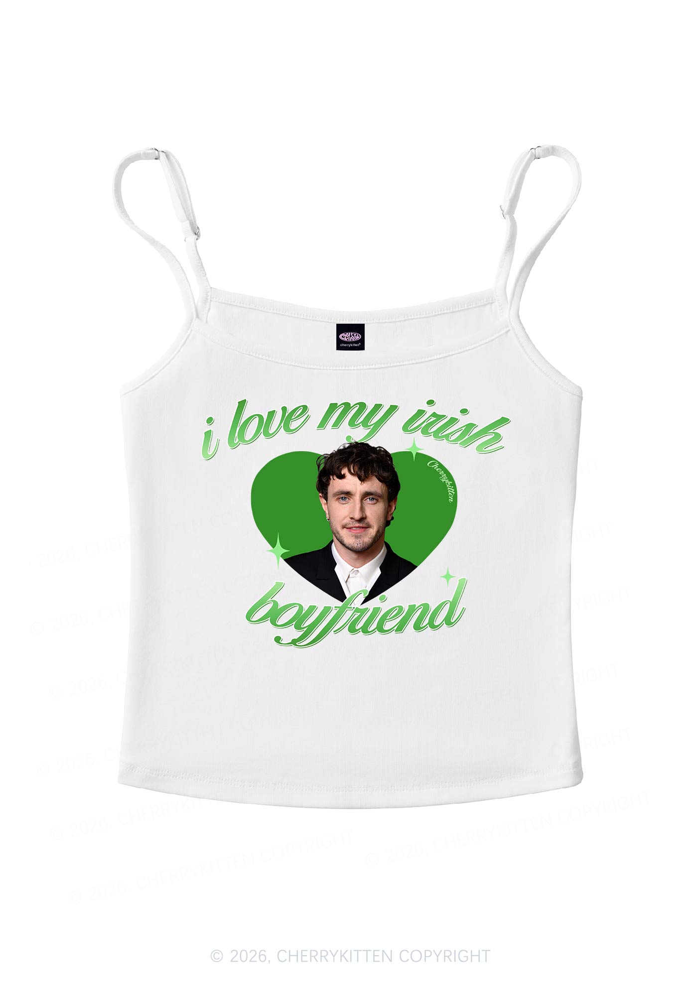 Custom Love My Irish Boyfriend St Patricks Y2K Spaghetti Strap Cami Cherrykitten
