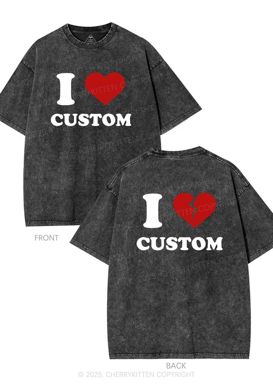 I Love Custom Two Sides Y2K Shirts Washed Tee Cherrykitten