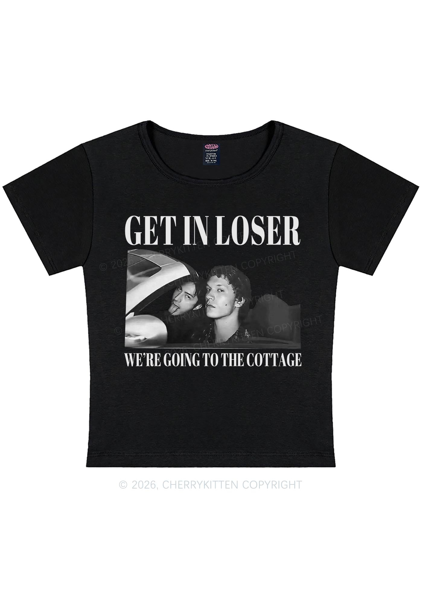 Get In Loser HR Y2K Baby Tee Cherrykitten