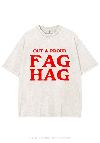 Fag Hag Pride Y2K Shirts Washed Tee Cherrykitten