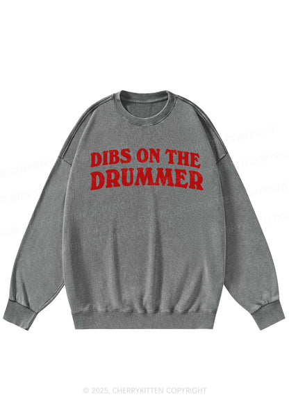 Dibs On The Drummer Y2K Washed Sweatshirts Cherrykitten