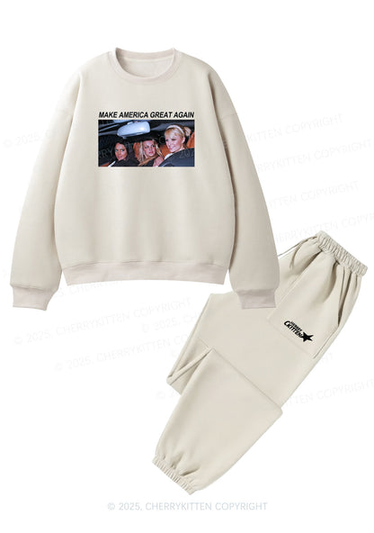 Make America Great Again Y2K Fleece Sweatshirts Set Cherrykitten