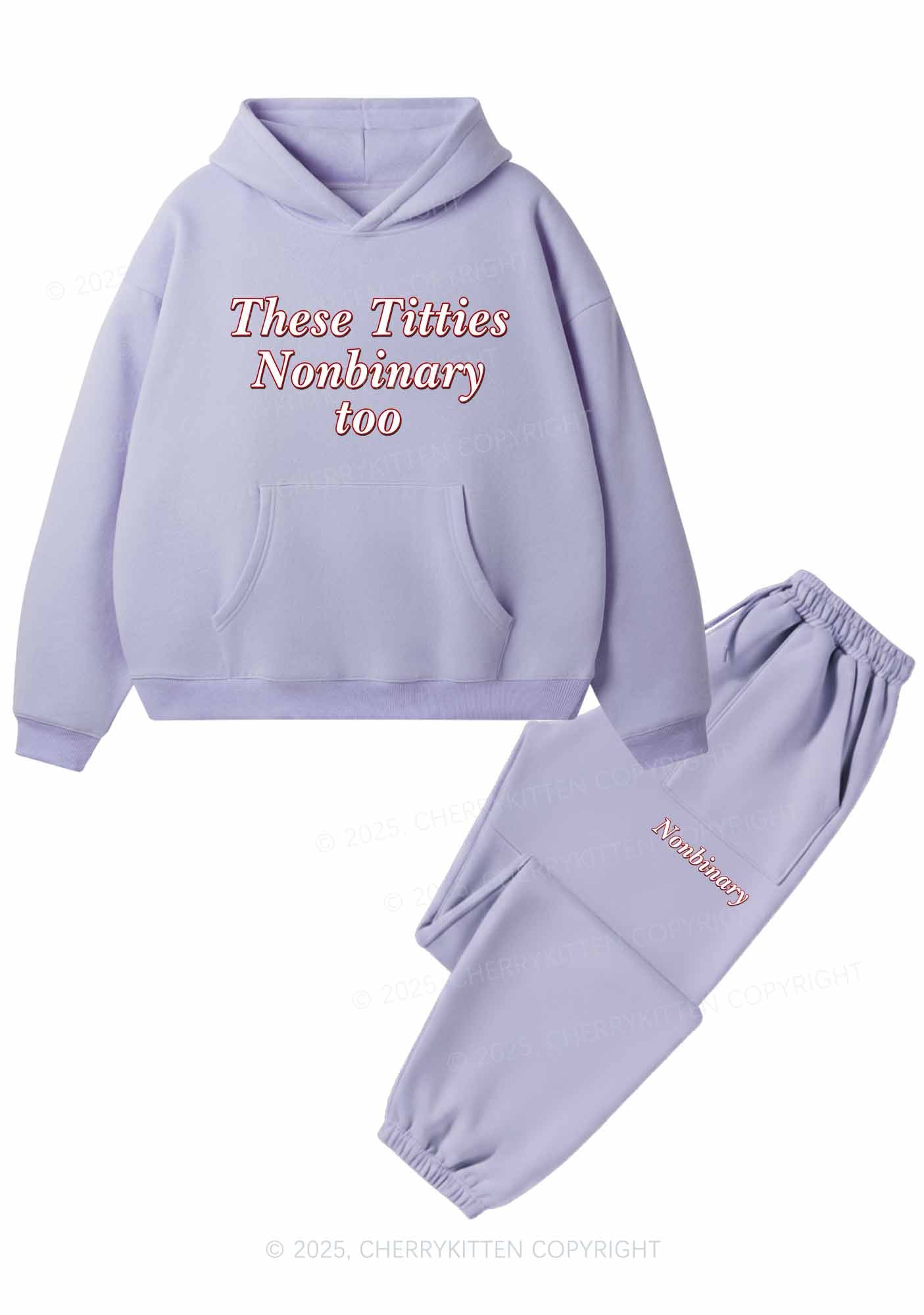 Txtties Nonbinary Too Y2K Fleece Hoodie Set Cherrykitten