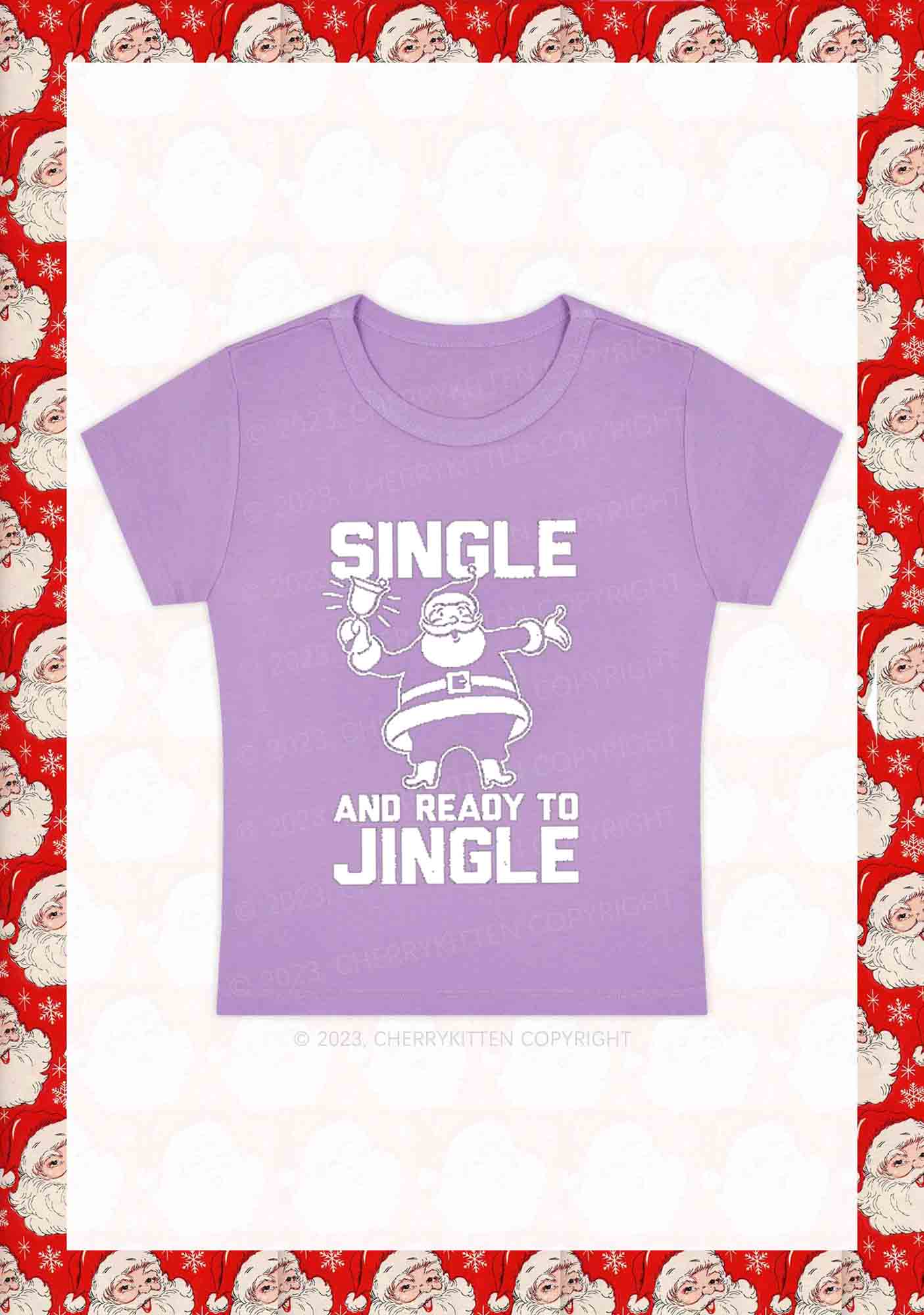 Single Santa Ready To Jingle Christmas Y2K Baby Tee Cherrykitten