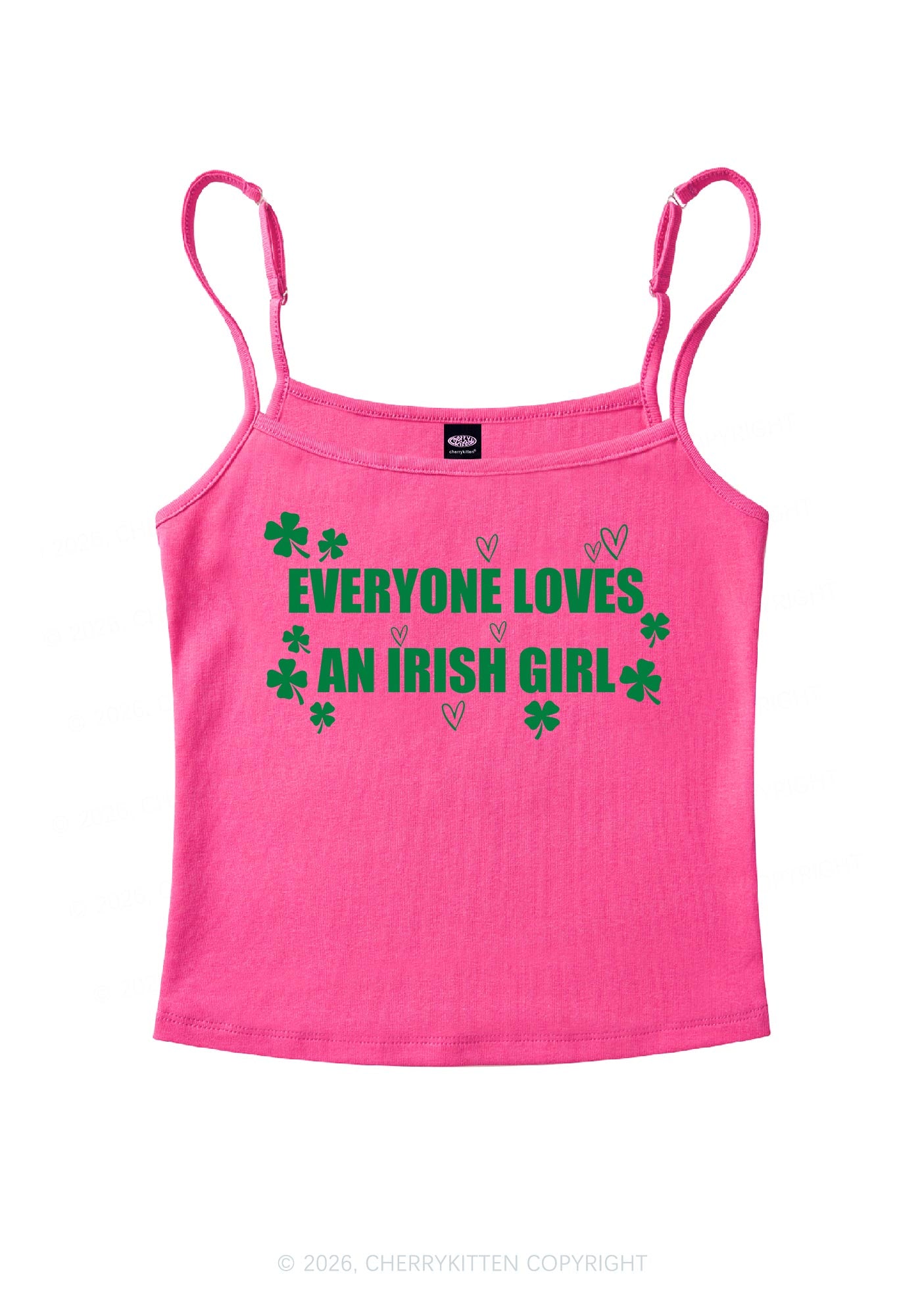 Everyone Loves Irish Girl St Patricks Y2K Spaghetti Strap Cami Cherrykitten