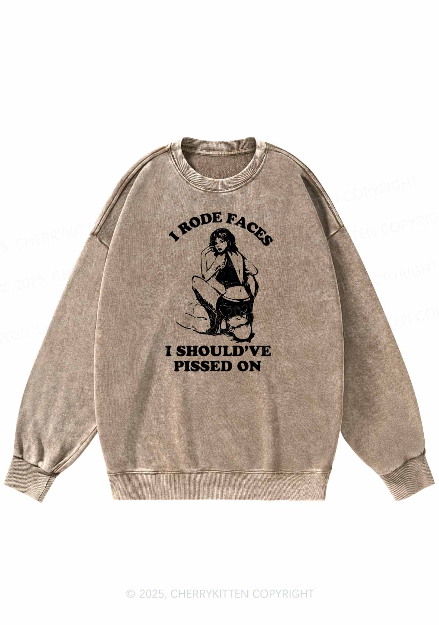 I Rode Faces Y2K Washed Sweatshirts Cherrykitten