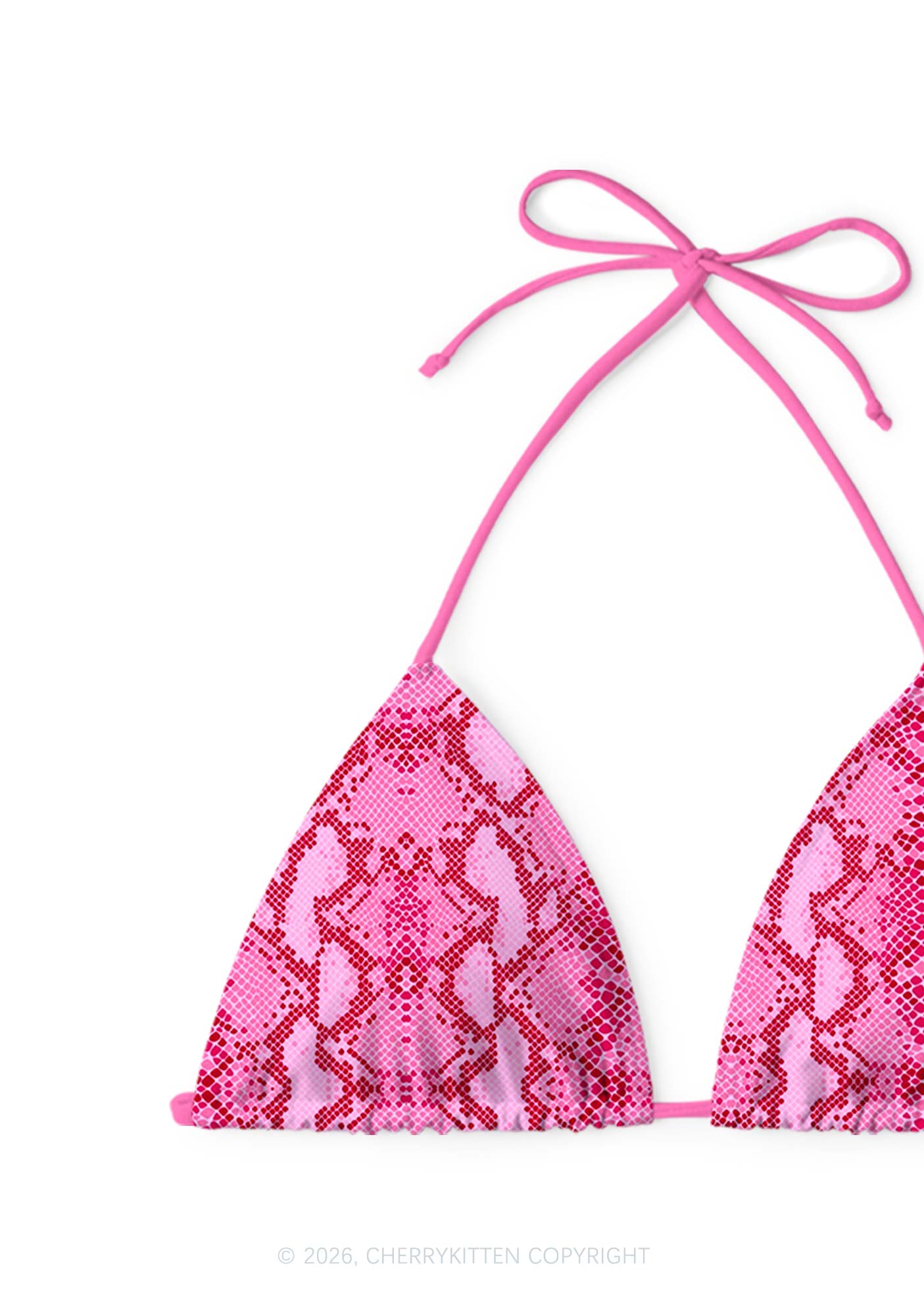 Hot Pink Snake Skin Pattern Y2K Print Bikini Set Cherrykitten