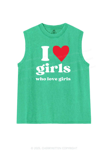 Girls Love Girls Pride Y2K Washed Muscle Tank Cherrykitten