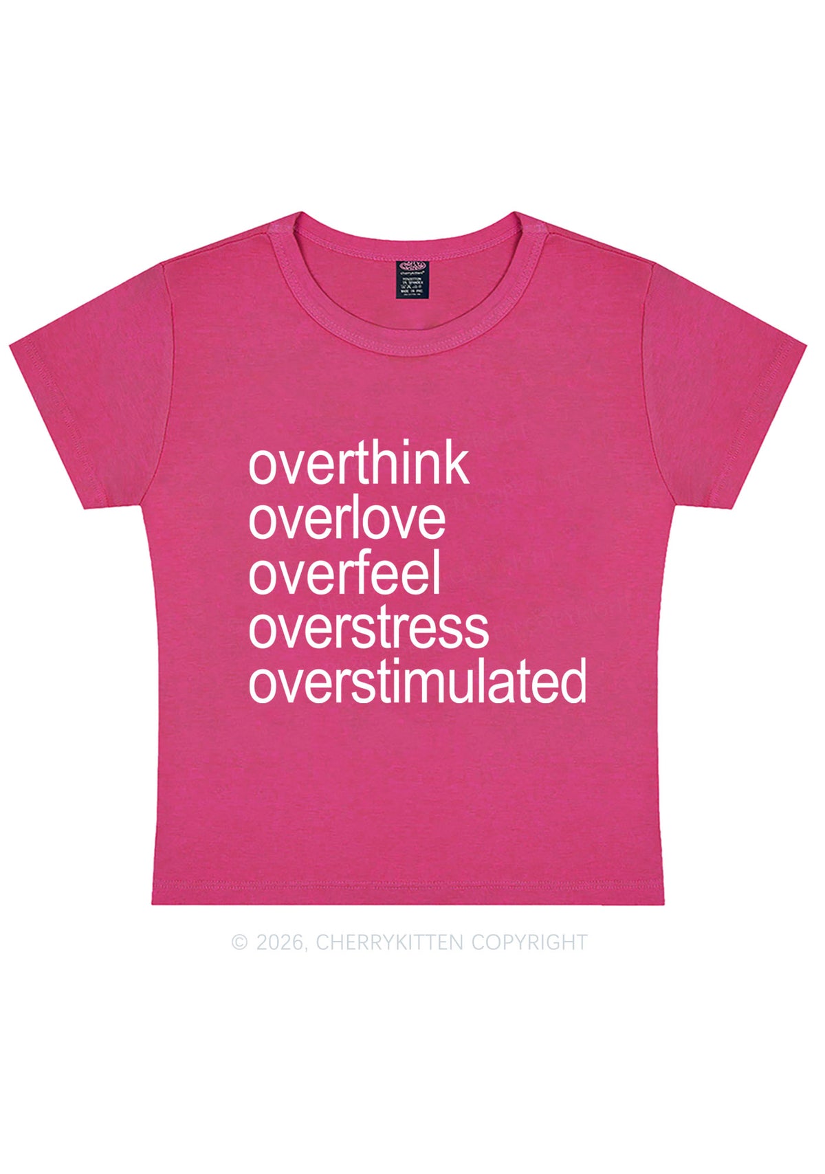 Overstimulated Slogan Y2K Baby Tee Cherrykitten