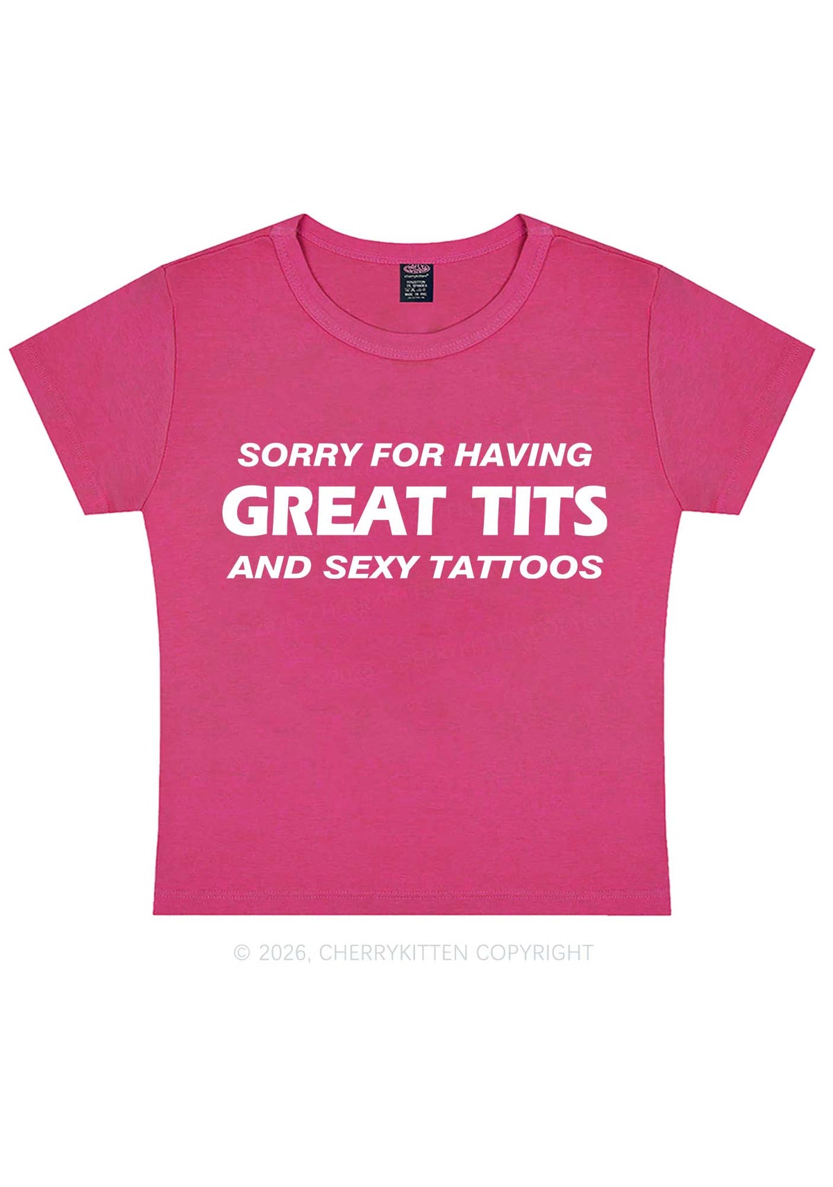 Sorry For Great Txts And Sexy Tattoos Y2K Baby Tee Cherrykitten