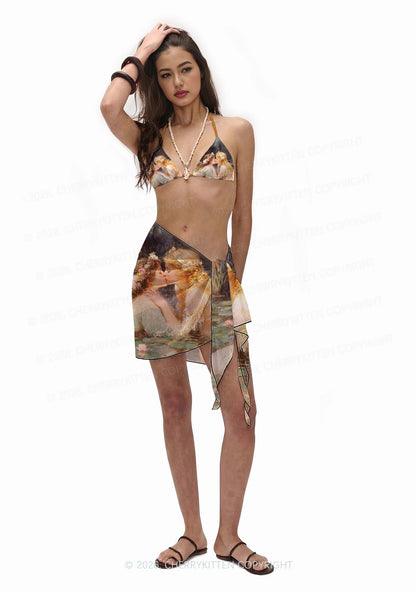 Romantic Kissing Girls Pride Y2K Print Bikini Set Cherrykitten