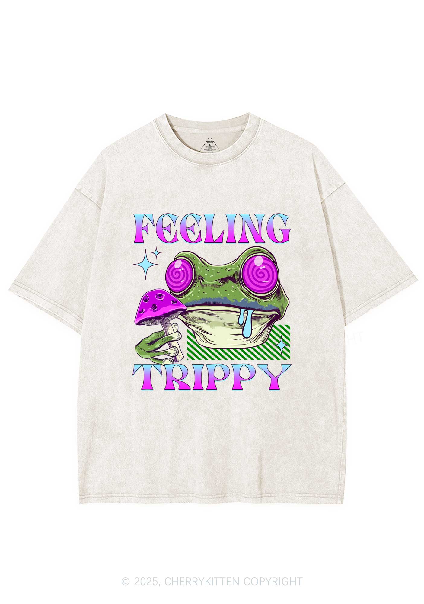 Frog Feeling Trippy Y2K Washed Tee Cherrykitten