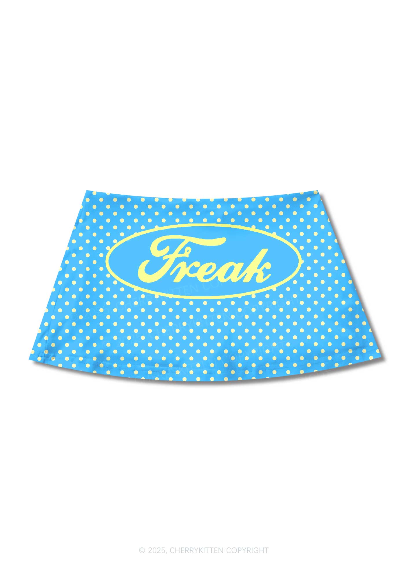 Yellow Polka Dots Freak Y2K Print Mini Skirt Cherrykitten
