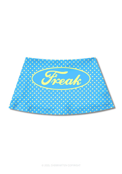 Yellow Polka Dots Freak Y2K Print Mini Skirt Cherrykitten