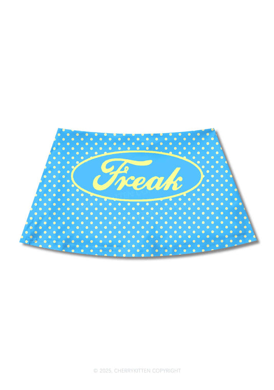 Yellow Polka Dots Freak Y2K Print Mini Skirt Cherrykitten