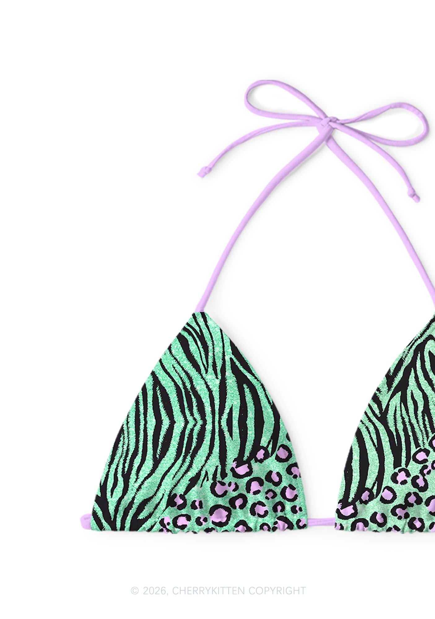 Mint Green Zebra Leopard Y2K Print Bikini Set Cherrykitten