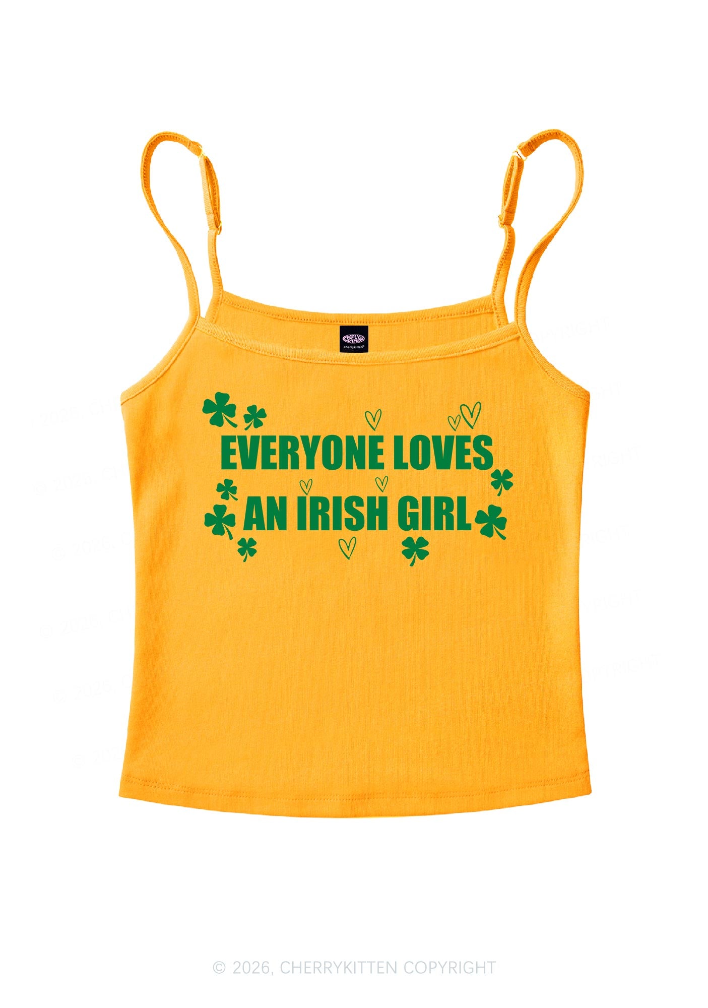 Everyone Loves Irish Girl St Patricks Y2K Spaghetti Strap Cami Cherrykitten