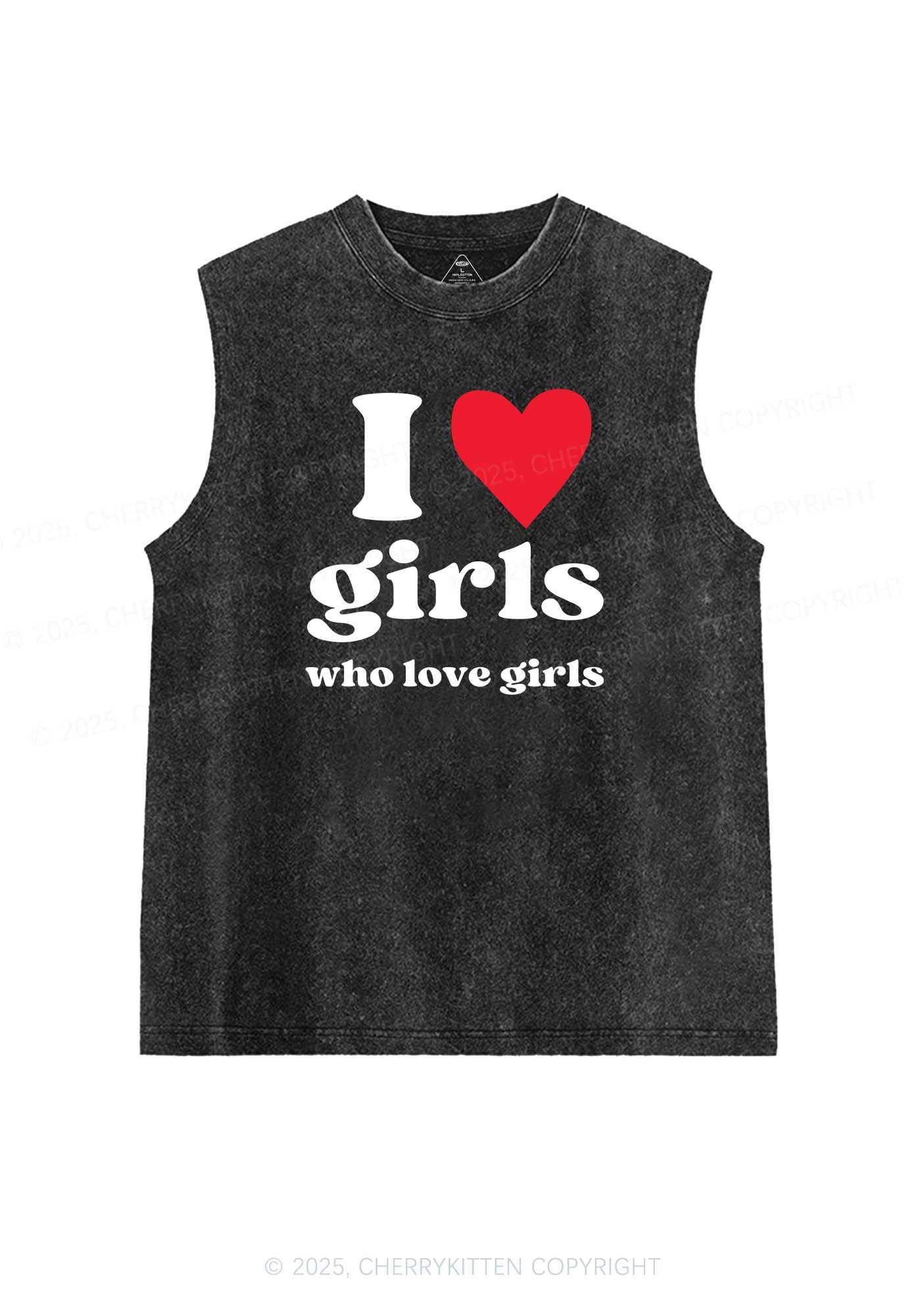 Girls Love Girls Pride Y2K Washed Muscle Tank Cherrykitten