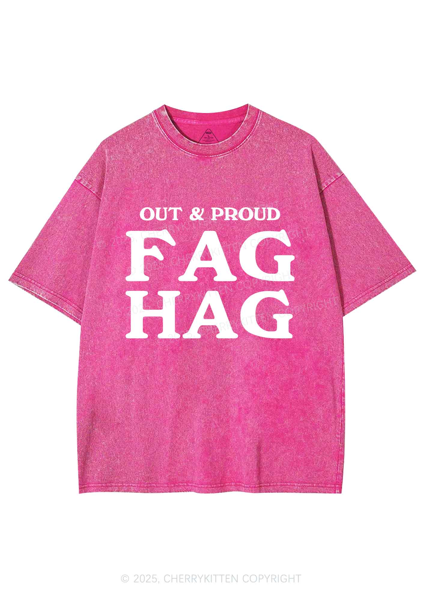 Fag Hag Pride Y2K Shirts Washed Tee Cherrykitten