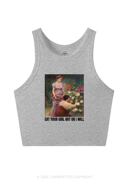 Eat Your Girl Out Painting Pride Y2K Crop Tank Top Cherrykitten