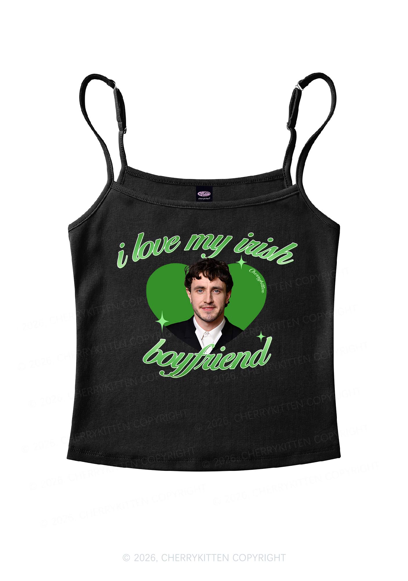 Custom Love My Irish Boyfriend St Patricks Y2K Spaghetti Strap Cami Cherrykitten