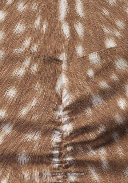 Brown Deer Dots Y2K Print Gym Shorts Cherrykitten