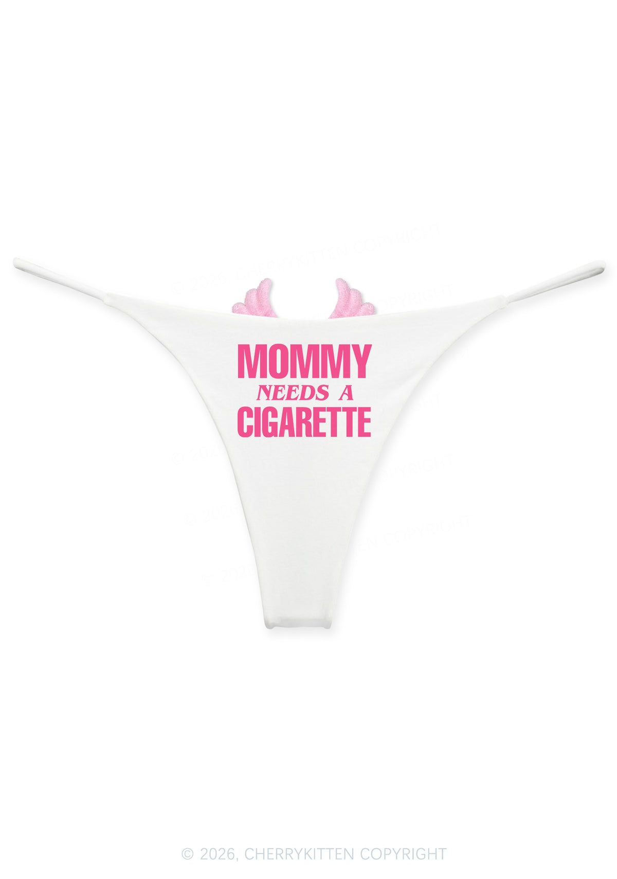 Mommy Needs A Cigarette Y2K Goth Angel Wings Bikini String Thong Cherrykitten
