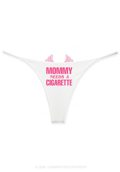Mommy Needs A Cigarette Y2K Goth Angel Wings Bikini String Thong Cherrykitten