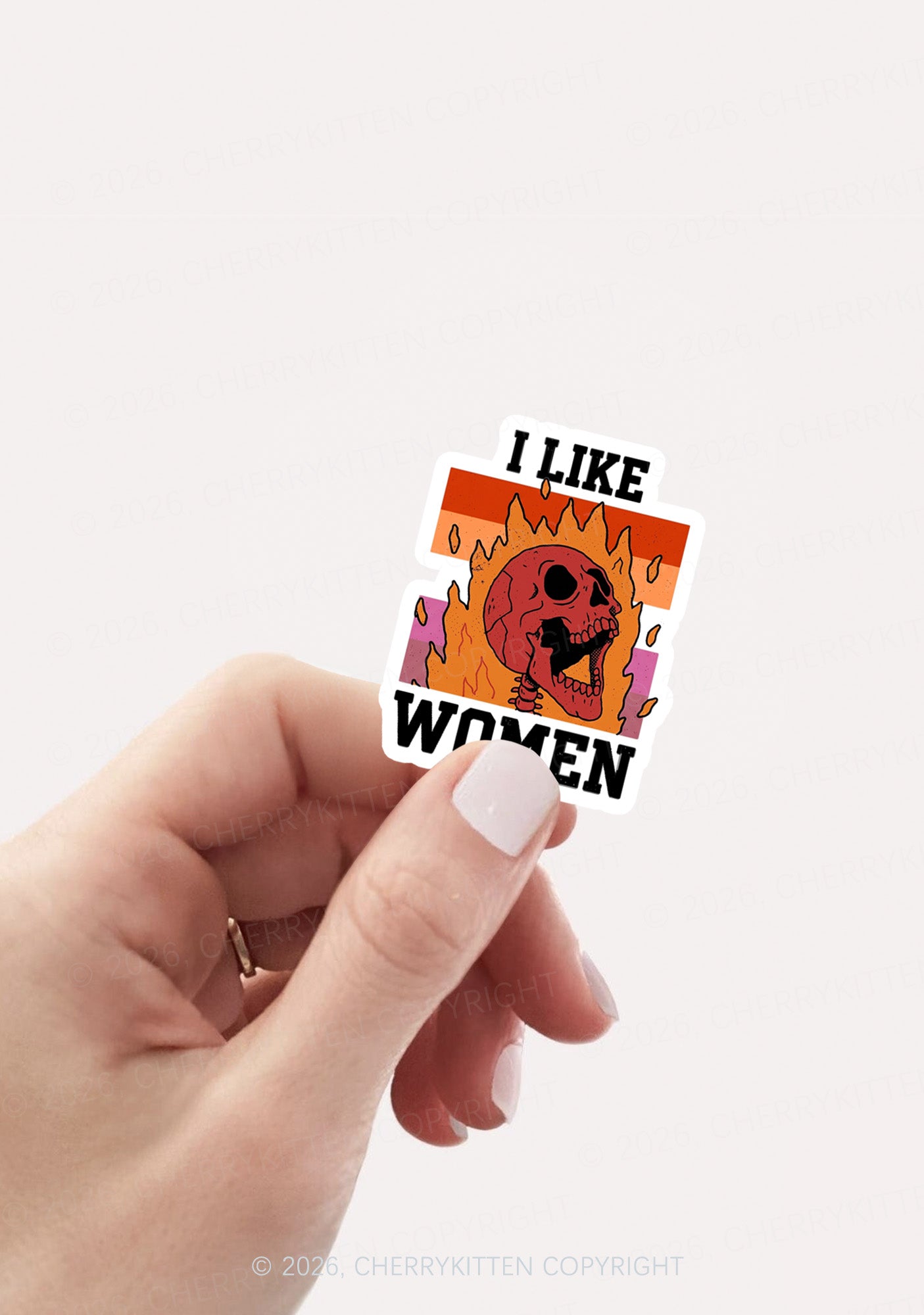 I Like Women Skull Pride 1pc Y2K Sticker Cherrykitten