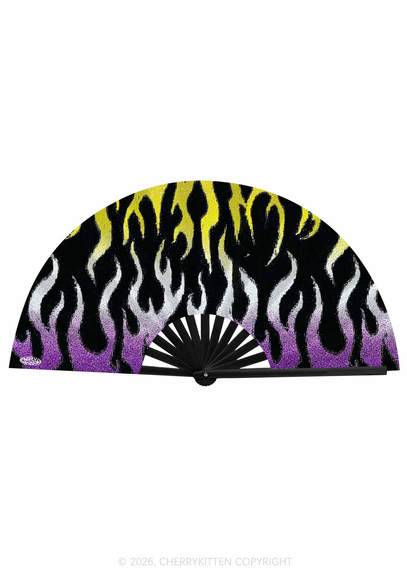 Nonbinary Flame Pride Y2K Rave Hand Fan Cherrykitten