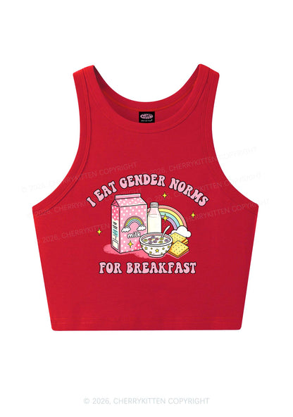 I Eat Gender Norms For Breakfast Pride Y2K Crop Tank Top Cherrykitten