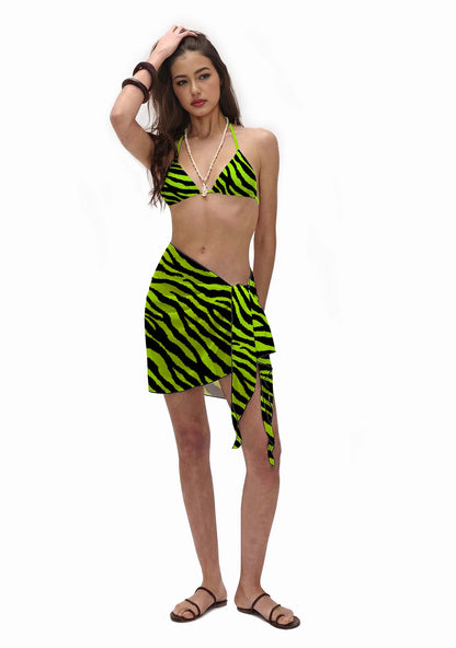Green Zebra Y2K Print Bikini Set Cherrykitten