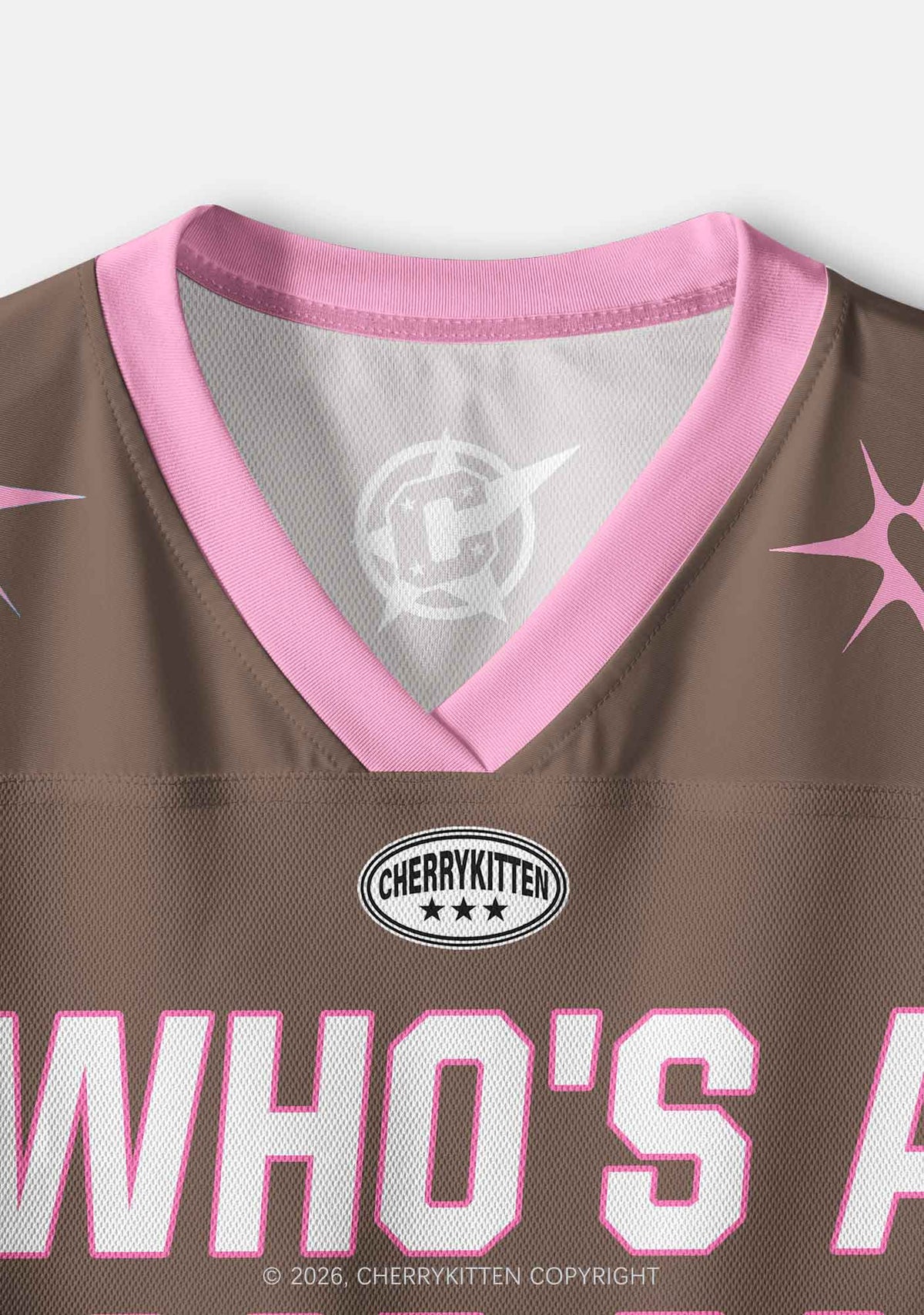 Brown Whos A Good Boy Y2K Crop Sport Jersey Shirts Cherrykitten
