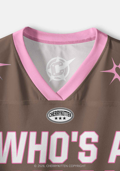 Brown Whos A Good Boy Y2K Crop Sport Jersey Shirts Cherrykitten
