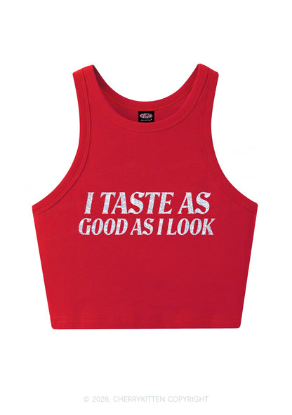 Glitter I Taste Good Y2K Crop Tank Top Cherrykitten