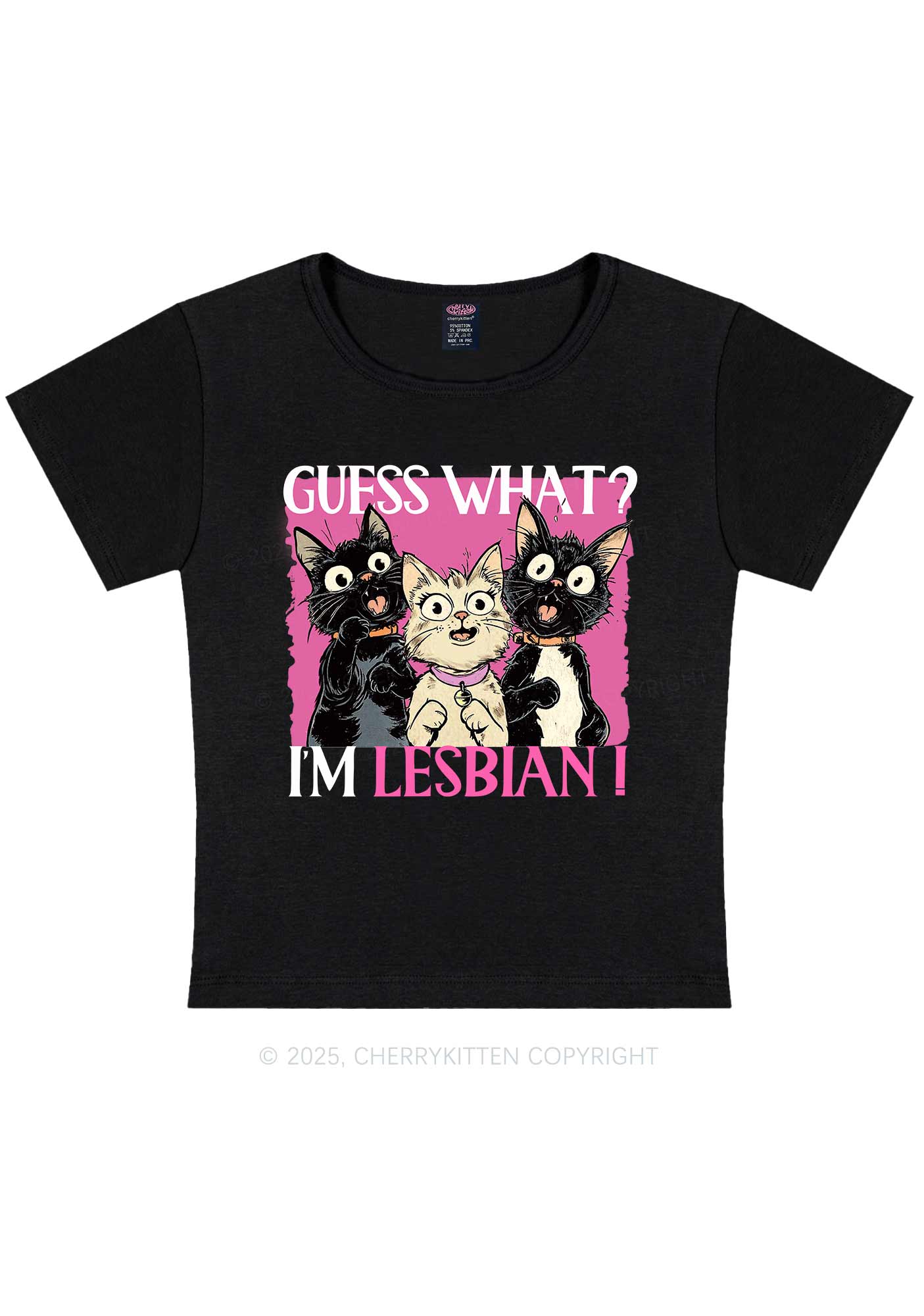 Im Lesbian Cat Pride Y2K Baby Tee Cherrykitten