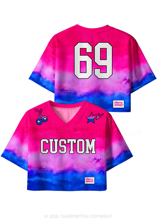 Custom Bisexual Flag Colors Pride Y2K Crop Sport Jersey Shirts Cherrykitten