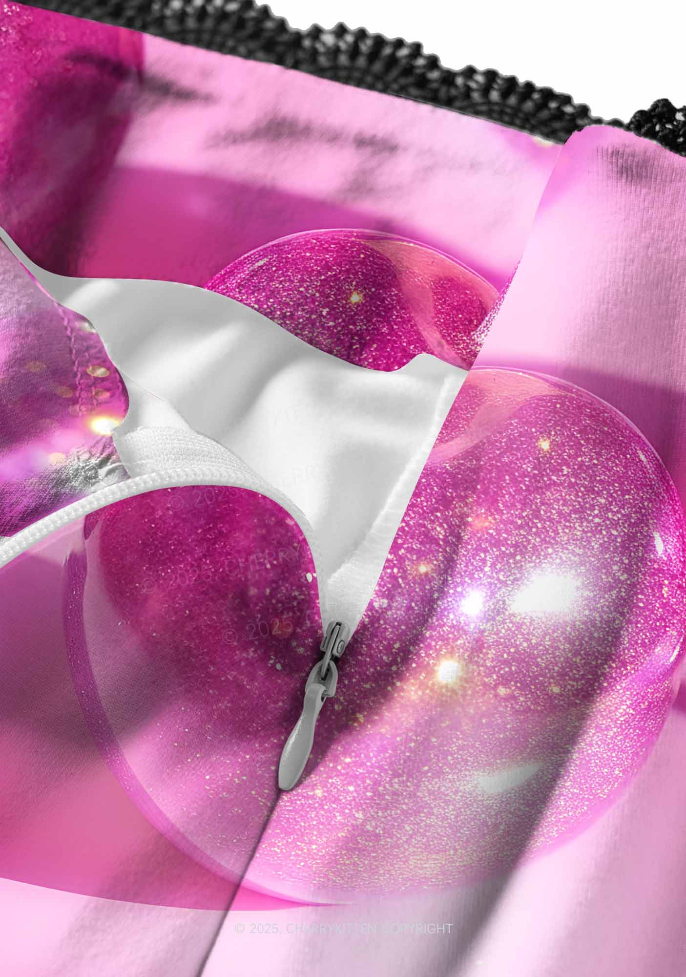 Glitter Pink Cherry Y2K Print Midi Skirt Cherrykitten
