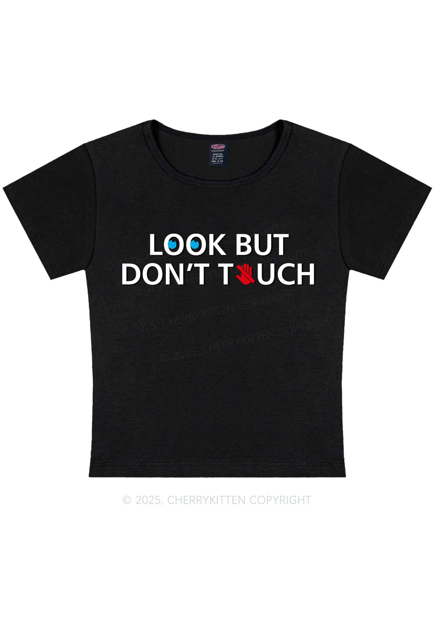 Look Dont Touch Y2K Baby Tee Cherrykitten