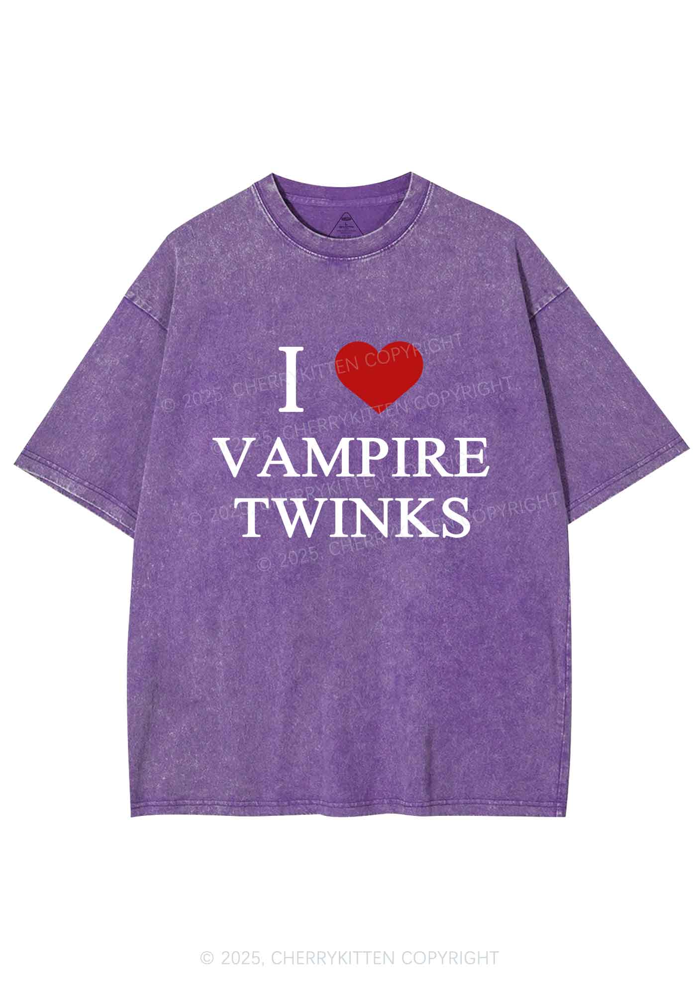 I Love Vampire Twinks Y2K Shirts Washed Tee Cherrykitten