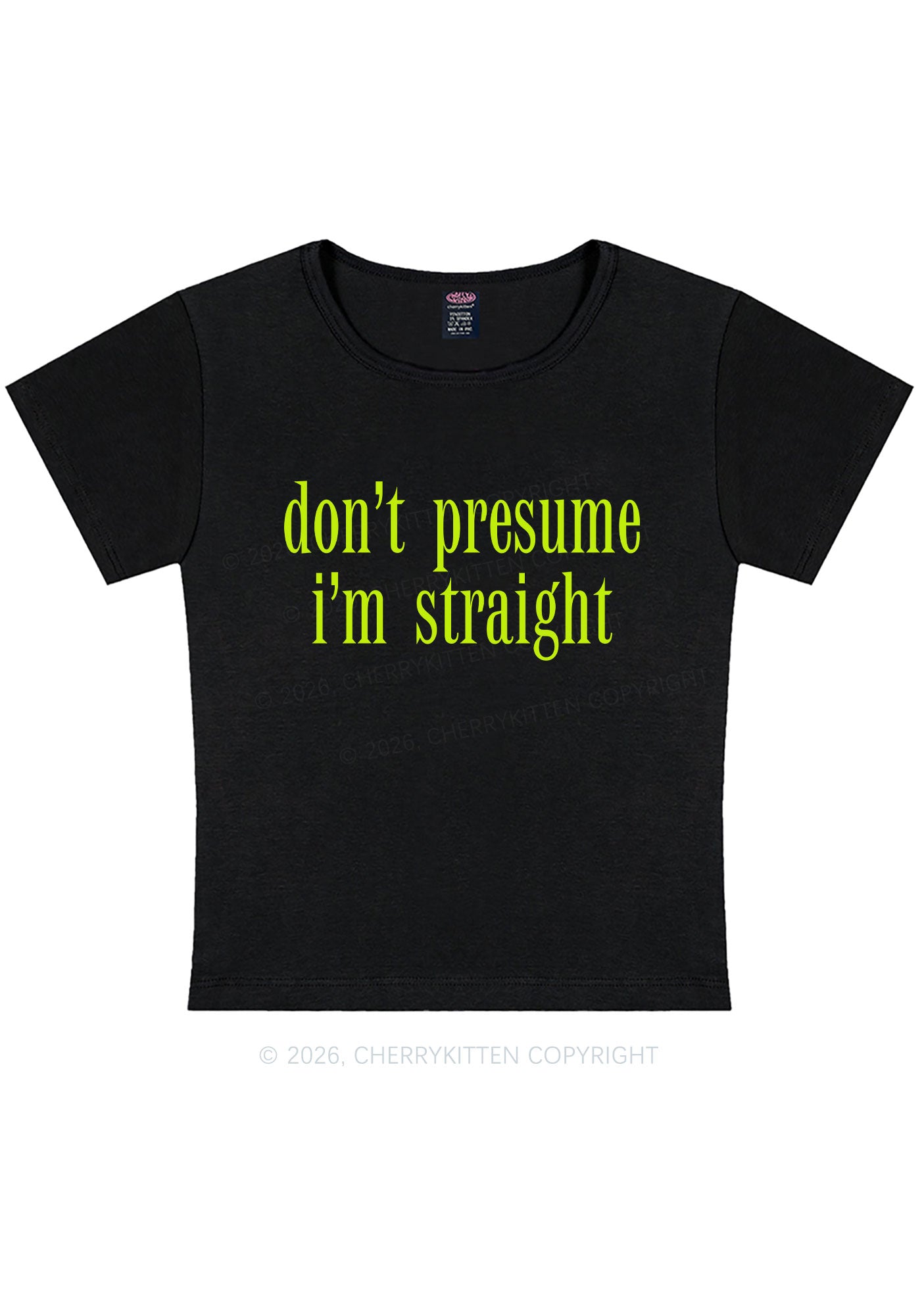 Dont Presume Im Straight Pride Y2K Baby Tee Cherrykitten