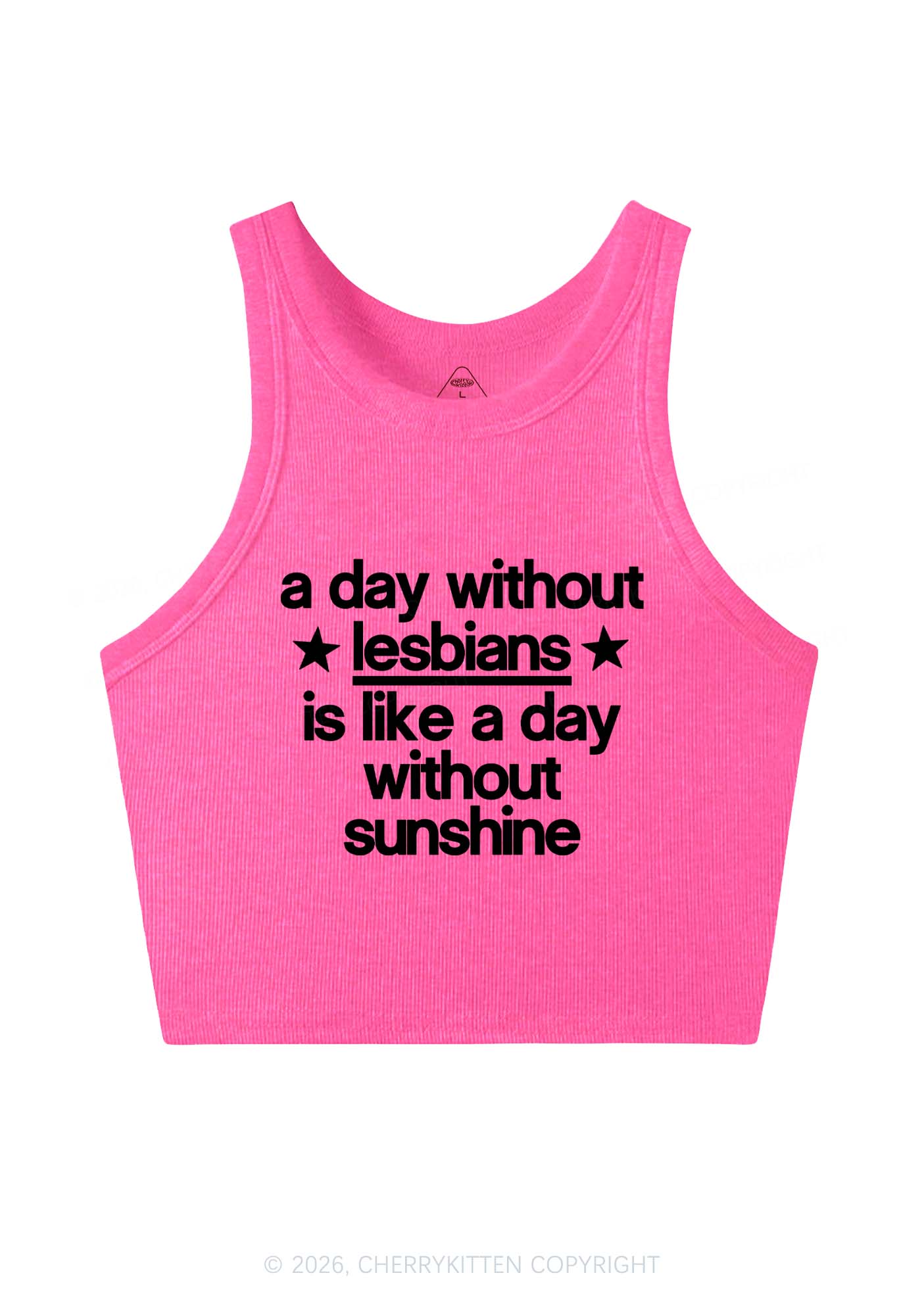 Lesbians Is Like Sunshine Pride Y2K Crop Tank Top Cherrykitten
