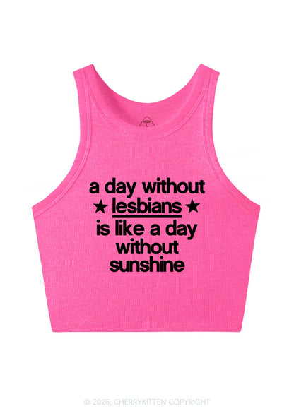 Lesbians Is Like Sunshine Pride Y2K Crop Tank Top Cherrykitten