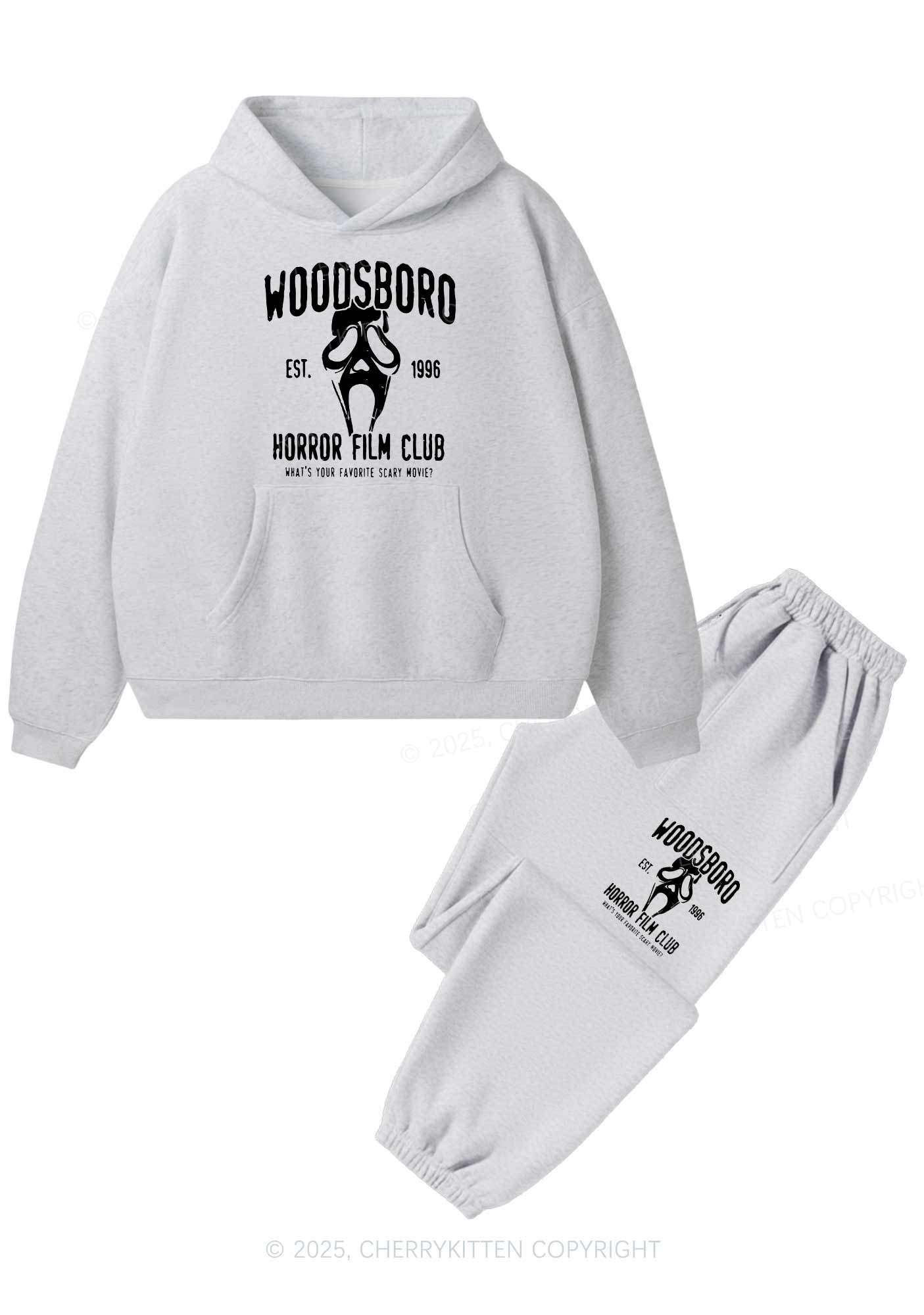Halloween Horror Film Club Y2K Fleece Hoodie Set Cherrykitten