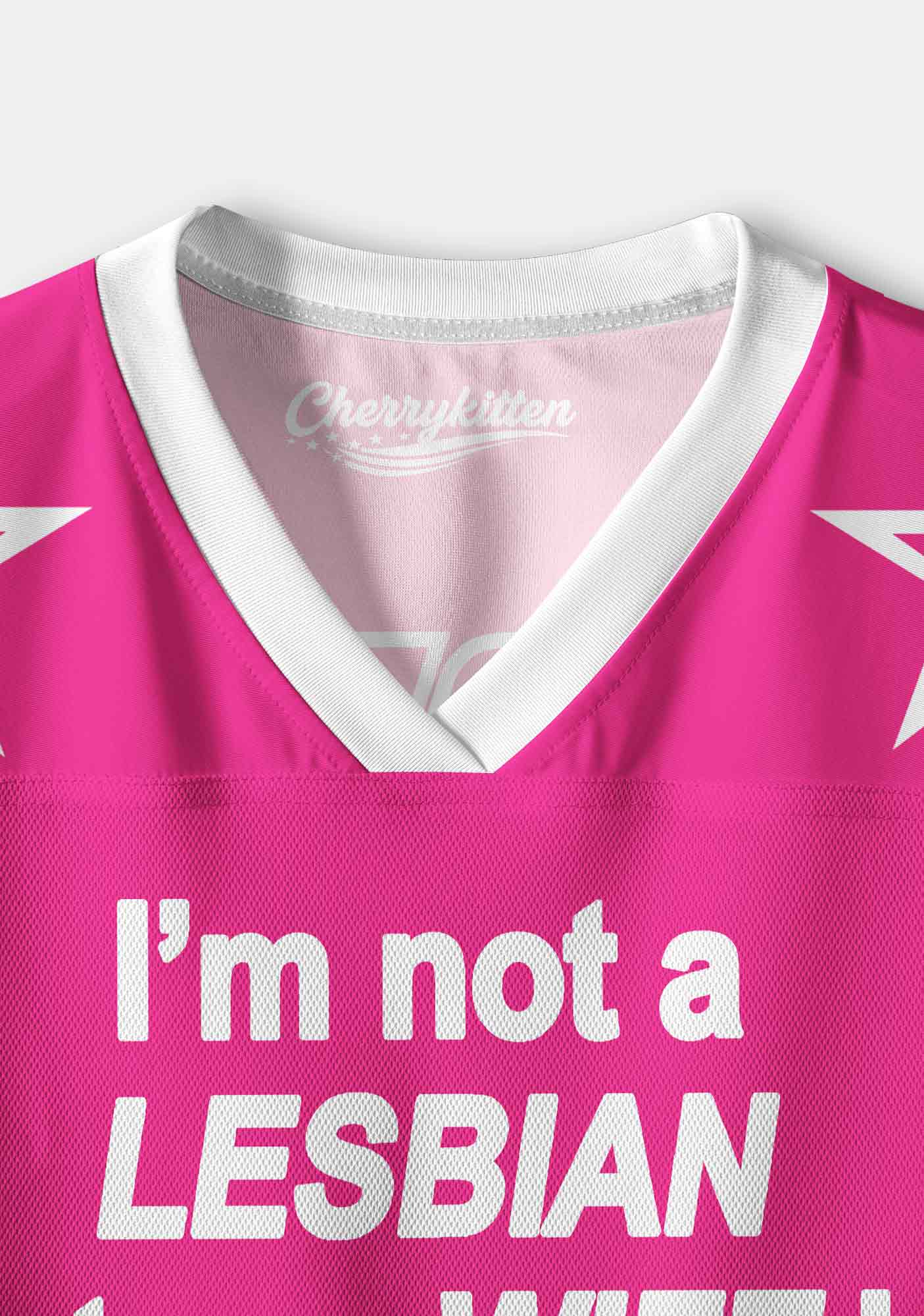 Im Not Lesbian But My Wife Is Pride Y2K Crop Sport Jersey Shirts Cherrykitten