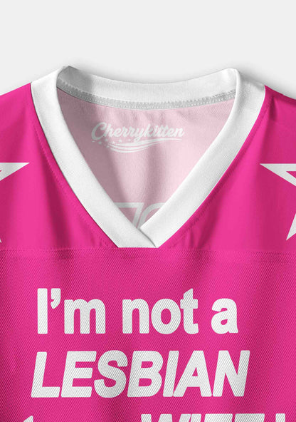 Im Not Lesbian But My Wife Is Pride Y2K Crop Sport Jersey Shirts Cherrykitten