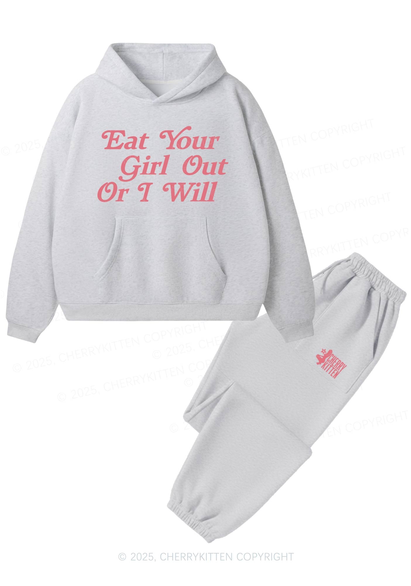Eat Your Girl Out Pride Y2K Fleece Hoodie Set Cherrykitten