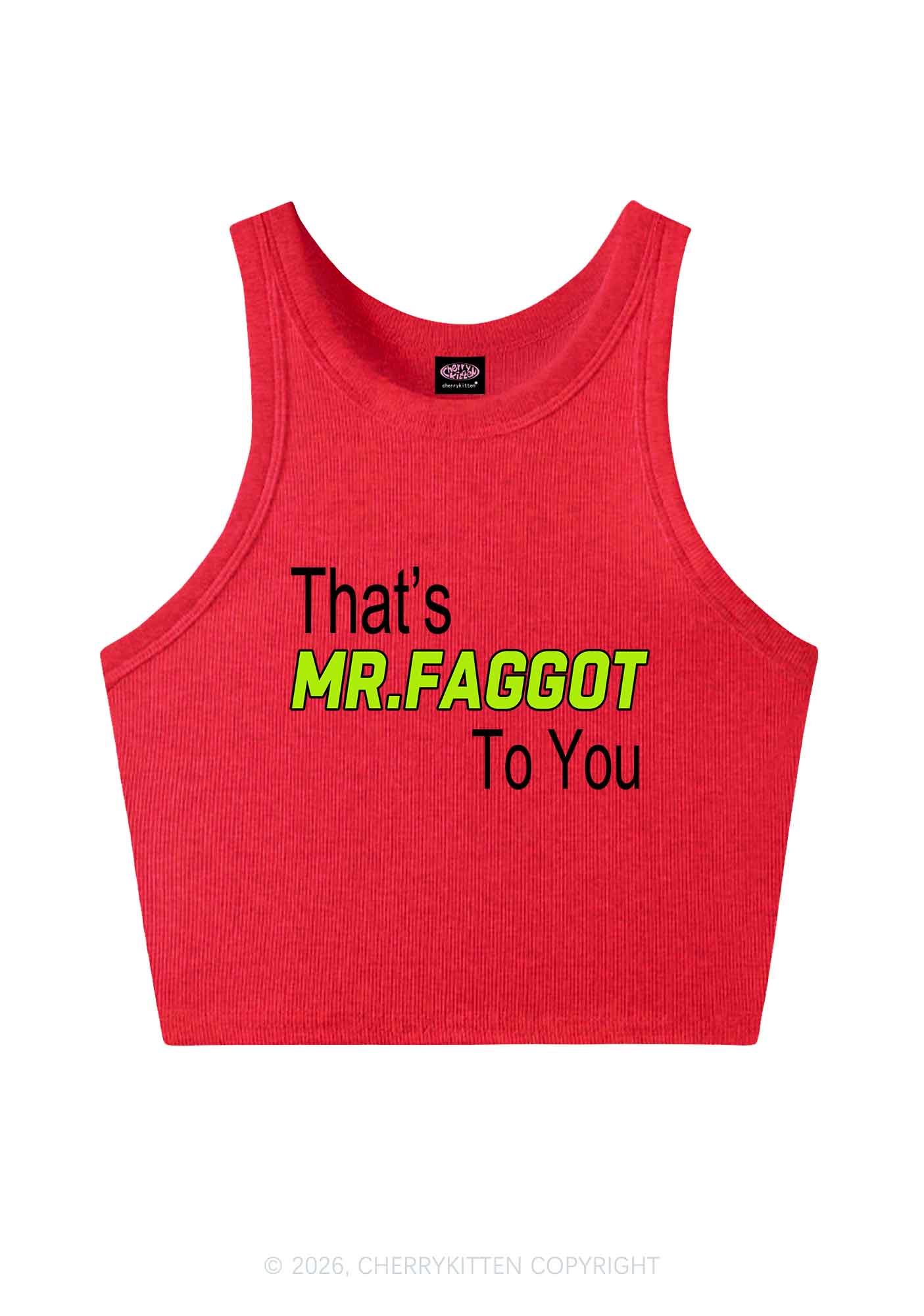 Thats Mr Faggot To You Pride Y2K Crop Tank Top Cherrykitten